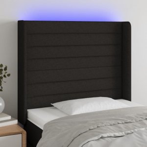 vidaXL vidaXL Zagłówek do łóżka z LED, czarny, 93x16x118/128 cm, tkanina 1