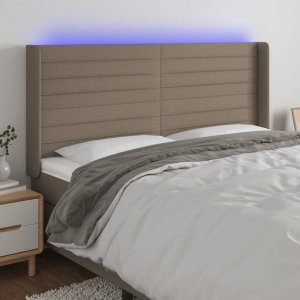 vidaXL vidaXL Zagłówek do łóżka z LED, taupe, 163x16x118/128 cm, tkanina 1