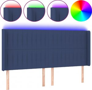 vidaXL vidaXL Zagłówek do łóżka z LED, niebieski, 183x16x118/128 cm, tkanina 2