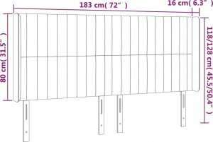 vidaXL vidaXL Zagłówek do łóżka z LED, niebieski, 183x16x118/128 cm, tkanina 6