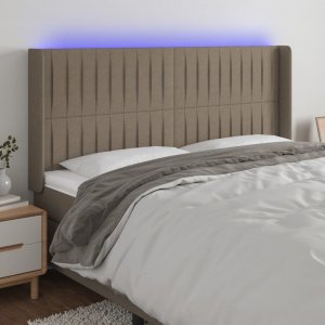 vidaXL vidaXL Zagłówek do łóżka z LED, taupe, 203x16x118/128 cm, tkanina 1