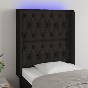 vidaXL vidaXL Zagłówek do łóżka z LED, czarny, 83x16x118/128 cm, tkanina 1