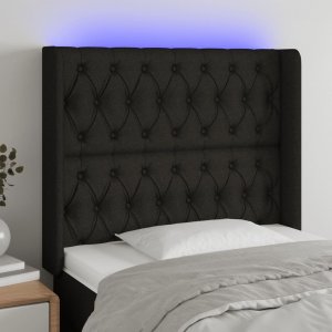 vidaXL vidaXL Zagłówek do łóżka z LED, czarny, 93x16x118/128 cm, tkanina 1