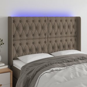 vidaXL vidaXL Zagłówek do łóżka z LED, taupe, 147x16x118/128 cm, tkanina 1