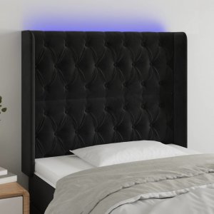 vidaXL vidaXL Zagłówek do łóżka z LED, czarny, 93x16x118/128 cm, aksamit 1