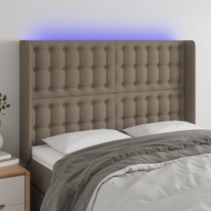 vidaXL vidaXL Zagłówek do łóżka z LED, taupe, 147x16x118/128 cm, tkanina 1