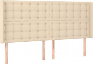 vidaXL vidaXL Zagłówek do łóżka z LED, kremowy, 183x16x118/128 cm, tkanina 3
