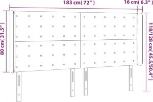 vidaXL vidaXL Zagłówek do łóżka z LED, kremowy, 183x16x118/128 cm, tkanina 6