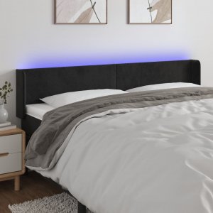 vidaXL vidaXL Zagłówek do łóżka z LED, czarny, 163x16x78/88 cm, aksamit 1