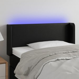 vidaXL vidaXL Zagłówek do łóżka z LED, czarny, 93x16x78/88 cm, sztuczna skóra 1