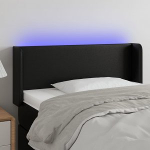 vidaXL vidaXL Zagłówek do łóżka z LED, czarny, 103x16x78/88cm, sztuczna skóra 1