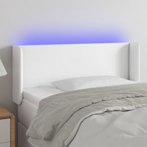 vidaXL vidaXL Zagłówek do łóżka z LED, biały, 103x16x78/88 cm, sztuczna skóra 1