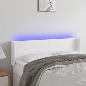 vidaXL vidaXL Zagłówek do łóżka z LED, biały, 147x16x78/88 cm, sztuczna skóra 1