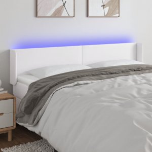 vidaXL vidaXL Zagłówek do łóżka z LED, biały, 163x16x78/88 cm, sztuczna skóra 1