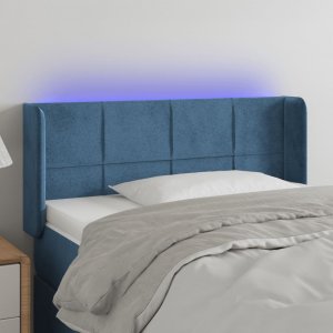 vidaXL vidaXL Zagłówek do łóżka z LED, ciemnoniebieski 83x16x78/88cm, aksamit 1