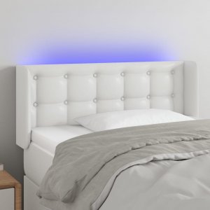 vidaXL vidaXL Zagłówek do łóżka z LED, biały, 103x16x78/88 cm, sztuczna skóra 1