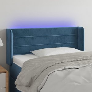 vidaXL vidaXL Zagłówek do łóżka z LED ciemnoniebieski 103x16x78/88 cm aksamit 1