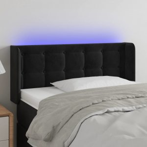 vidaXL vidaXL Zagłówek do łóżka z LED, czarny, 103x16x78/88 cm, aksamit 1