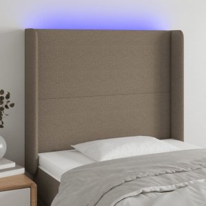 vidaXL vidaXL Zagłówek do łóżka z LED, taupe, 103x16x118/128 cm, tkanina 1