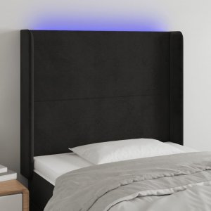 vidaXL vidaXL Zagłówek do łóżka z LED, czarny, 83x16x118/128 cm, aksamit 1