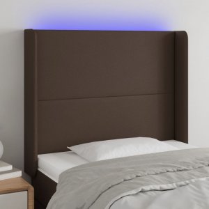 vidaXL vidaXL Zagłówek do łóżka z LED, brązowy 83x16x118/128cm sztuczna skóra 1