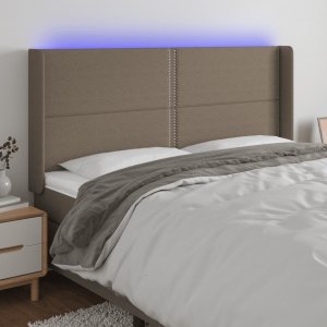 vidaXL vidaXL Zagłówek do łóżka z LED, taupe, 163x16x118/128 cm, tkanina 1