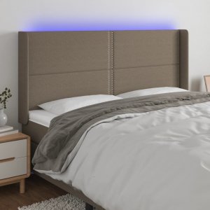 vidaXL vidaXL Zagłówek do łóżka z LED, taupe, 183x16x118/128 cm, tkanina 1