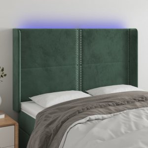 vidaXL vidaXL Zagłówek do łóżka z LED, ciemnozielony 147x16x118/128cm aksamit 1