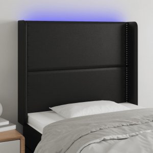 vidaXL vidaXL Zagłówek do łóżka z LED, czarny 83x16x118/128 cm sztuczna skóra 1