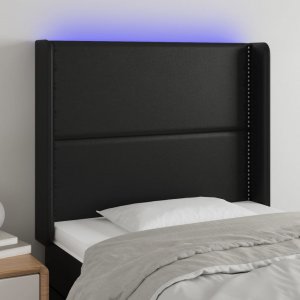 vidaXL vidaXL Zagłówek do łóżka z LED, czarny 103x16x118/128cm sztuczna skóra 1