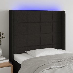 vidaXL vidaXL Zagłówek do łóżka z LED, czarny, 93x16x118/128 cm, tkanina 1