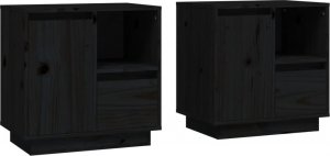 vidaXL vidaXL Szafki nocne, 2 szt., czarne, 50x34x50 cm, lite drewno sosnowe 2