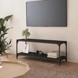 vidaXL vidaXL Szafka pod TV czarna 100x33x41 cm materiał drewnopochodny/stal 1