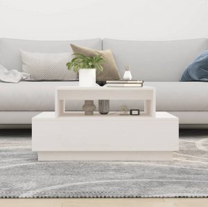 vidaXL Stolik kawowy, biały, 80x55x40,5 cm, lite drewno sosnowe 3