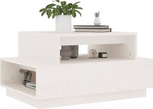vidaXL Stolik kawowy, biały, 80x55x40,5 cm, lite drewno sosnowe 4