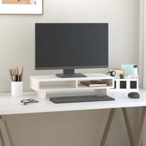 vidaXL vidaXL Podstawka na monitor, biała, 60x27x14 cm, lite drewno sosnowe 1