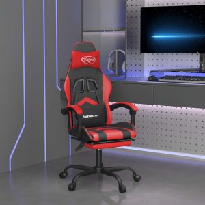 Fotel vidaXL vidaXL Obrotowy fotel gamingowy z podnóżkiem, czarno-czerwony 1