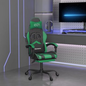 Fotel vidaXL vidaXL Obrotowy fotel gamingowy z podnóżkiem, czarno-zielony 1