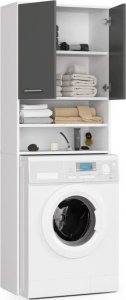 Fabryka Mebli Akord Słupek regał łazienkowy FIN nad pralkę - biały-grafit szary - 2 drzwi 2