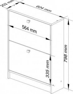 Fabryka Mebli Akord Szafka na buty 2 uchylne drzwiczki 60 cm - biała-grafit szary 3