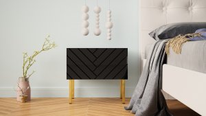 MEGSTYL SZAFKA NOCNA 50CM Z 1 SZUFLADĄ NA ZŁOTYCH NOGACH - GALA 4 Czarny mat - Czarny połysk 1
