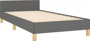 vidaXL Rama łóżka z zagłówkiem, ciemnoszara, 100x200 cm, obita tkaniną 4