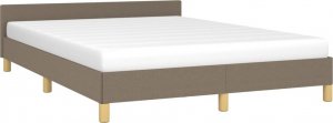 vidaXL vidaXL Rama łóżka z zagłówkiem, taupe, 140x190 cm, obita tkaniną 3