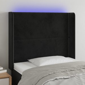 vidaXL vidaXL Zagłówek do łóżka z LED, czarny, 83x16x118/128 cm, aksamit 1