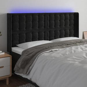 vidaXL vidaXL Zagłówek do łóżka z LED, czarny, 183x16x118/128 cm, aksamit 1