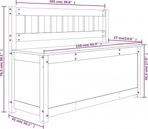 vidaXL vidaXL Ławka, biała, 110x41x76,5 cm, lite drewno sosnowe 9