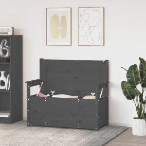 vidaXL vidaXL Ławka, szara, 112,5x51,5x96,5 cm, lite drewno sosnowe 3