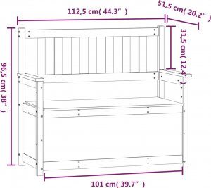 vidaXL vidaXL Ławka, szara, 112,5x51,5x96,5 cm, lite drewno sosnowe 9