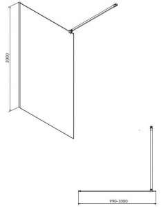 Cersanit (kabiny WALK-IN) Kabina prysznicowa walk-in MILLE - (100x200) chrom (S161-001) 8