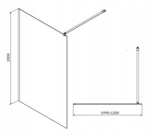 Cersanit (kabiny WALK-IN) Kabina prysznicowa walk-in MILLE - (120x200) chrom (S161-002) 2